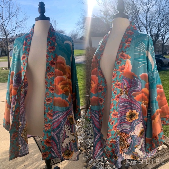 New Gorgeous Bohemian Mixed Floral Print Kimono Cardigan Jacket Robe - Picture 2 of 13